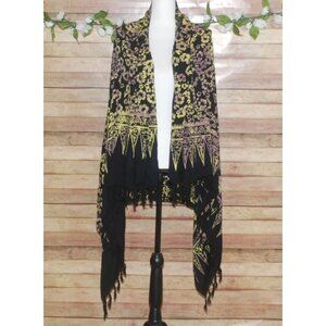 Aloha Hut Hawaii Women’s Beach Wrap Shawl Scarf Black Fringe Beach Cruise Wear